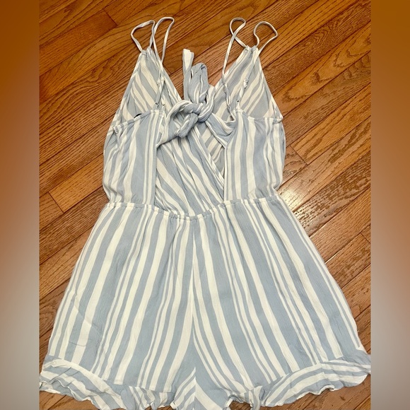 American Eagle Outfitters Light Blue and White Striped Babydoll Romper L - Picture 3 of 4